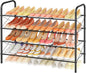 Hoctieon 4 Tier Mesh Style Shoe Rack, Entryway Shoe Shelf, Shoe Storage Organizer, Shoe Rack for Closet, Space Save for Bathroom, Garage, Hallway, Bedroom, Living Room, Black