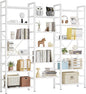 IRONCK Bookshelves 6 Tiers Triple Wide Industrial Bookshelf, Large Etagere Bookshelf Open Display Shelves with Metal Frame for Living Room Bedroom Home Office