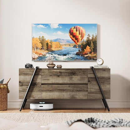 GarveeHome TV Stand for 47 Inch TV, Entertainment Center with Adjustable Shelf, 2 Drawers, TV Console Table, Media Console, U-Shaped Metal Legs, for Living Room, Bedroom, Oak