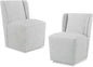 Upholstered Dining Chair with Casters Wingback Modern Side Armless Deskchair with Rollers for Diningroom Bedroom Livingroom Reading Room,Light Grey,2 Box