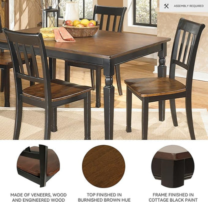 Signature Design by Ashley Owingsville Modern Farmhouse Dining Room Side Chair, Set of 2, Black and Brown