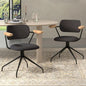 Modern Swivel Dining Chairs Set of 2 with Arms,Upholstered Comfortable Dining Room Chairs, Wooden Armrests & Sturdy Metal Frame, Stylish Kitchen & Dining Table Chairs for Modern Décor
