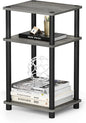 Furinno Just 3-Tier Turn-N-Tube End Table / Side Table / Night Stand / Bedside Table with Plastic Poles, 1-Pack, French Oak Grey/Black