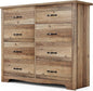 LINSY HOME 8-Drawer Dresser - Modern Bedroom Chest with Wide Drawers, Wood Storage Organizer for Bedroom or Living Room, Brown
