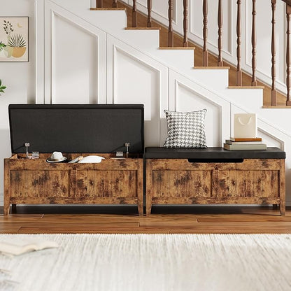 GAOMON Storage Bench, 39.4” Wooden Chest Storage Box with 2 Safety Hinges, Entryway Benches with Flip-Top, Large Trunk for Living Room, Bedroom, Easy Assembly