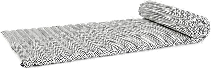 Leewadee - Foldable Floor Mattress - Japanese Roll Up Futon -Trifold Tatami Mat- Guest Floor Bed - Camping Mattress - Thai Massage Mat, Kapok Filled, 75 x 28 inches, Black White