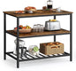 VASAGLE Kitchen Island with 3 Shelves, 39.4 Inches Width Kitchen Shelf with Large Worktop, Stable Steel Structure, Industrial, Easy to Assemble, Rustic Brown and Black UKKI005B01