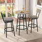 3 Pieces Round Bar Table and Chairs Set, Small Dining Table for 2, Kitchen Bar Table, Breakfast Table with Storage, 2 Thickened Cushion Stools with Backrest for Dining Room & Bistro-Grey