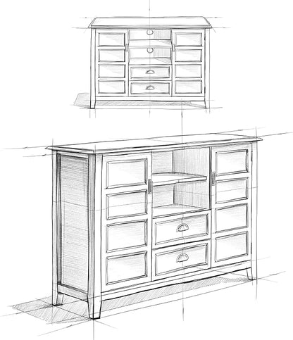 SIMPLIHOME Burlington SOLID WOOD 54 inch Wide Transitional TV Media Stand in Mahogany Brown For TVs up to 60 inches for the Living Room and Entertainment Center