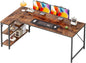 Huuger L Shaped Desk, 63 Inches Computer Desk with Reversible Storage Shelves, for Gaming Corner Home Office Writing Study, Metal Frame, Rustic Brown