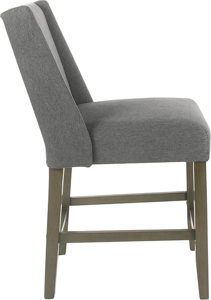 Homepop Home Decor | Modern Counter Stool | Counter Stools With Back | Decorative Home Furniture, Gray 24 inch, Pewter Woven