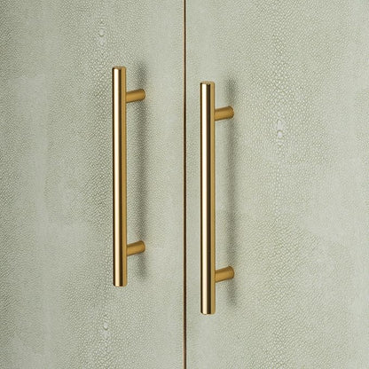 Sango Shagreen 2-Door Cabinet, Natural Finish Storage Cabinet with Faux Shagreen Texture, Brass Handle, Adjustable Shelf, Timeless Luxury Design, Versatile Furniture for Living Room or Dining Room