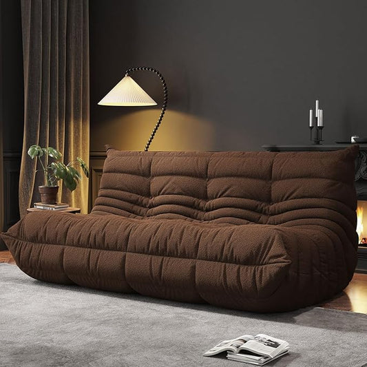 Bean Bag Chairs for Adults, BeanBag Reading Chair Memory Foam Couch 3-Seater, Floor Chair Soft Teddy Material, Comfy Reading Nook Chairs for Bedroom Living Room Office (Coffee)