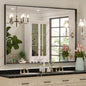 Keonjinn Black Bathroom Mirror 48 x 36 Inch, Large Rectangle Matte Black Vanity Mirrors, Square Corner, Metal Framed Rectangular Farmhouse Wall Mirror for Over Sink(Horizontal/Vertical)