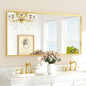 TETOTE Brushed Gold Mirror Beveled Frame 60" x 30" Large Brass Gold Rectangle Bathroom Vanity Wall Mirror for Over Sink, Modern Farmhouse, Tempered Glass, Shatterproof, Stronger Frame