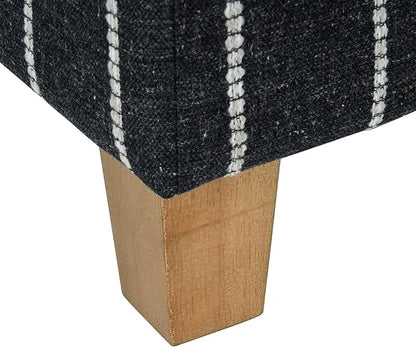 HomePop Home Decor |K7342-F2372 | Classic Square Storage Ottoman with Lift Off Lid- Black with Boucle Stripe