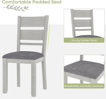 Dining Chairs Set of 6, Solid Wood Farmhouse Chairs with High Back and Upholstered Seat, Easy Assembly for Indoor Home, Dinner, Kitchen, Grey
