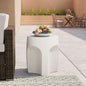 COSIEST Concrete Side Table Drum Shape,17''H Outdoor Side Table, Patio Accent Table Cement End Tables, Garden Decorative Stool, Plant Stand Drum Table, Spotted White