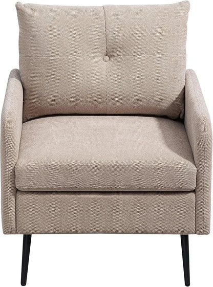 Ball & Cast Accent Chair with Metal Black Legs,Comfy Chenille Club Fabric Armchair,Single Sofa Chair for Living Room Bedroom,Dining Accent for Bedroom,Office,Coffee