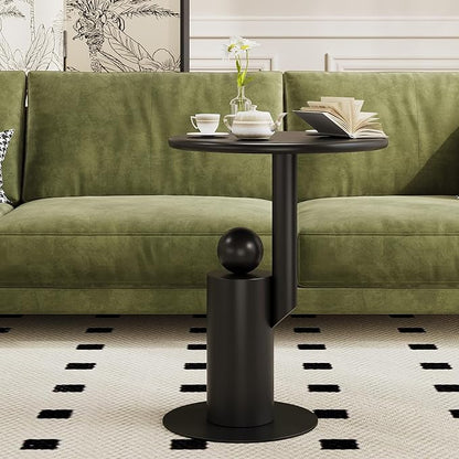 Metal Round Side Table,Matte Modern Accent End Tables Coffee Tables,Small Drink Table for Small Spaces,Pedestal Tables for Living Room, Bedroom, Corners, and Office, 21.65'' Height