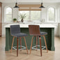Armen Living Vienna Modern Swivel 26" Counter Height Barstool with Vintage Black Faux Leather and Walnut Wood Finish