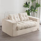 MAXYOYO Bean Bag Chair for Adults, Upholstered Floor Sofa with Armrests, Loveseat Boneless Couch with Tufted Cushion & Backrest, Sofa in A Box, Large Bean Bag Couch for Bedroom Living Room, Beige