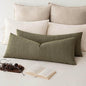Foindtower Set of 2 Decorative Linen Check Throw Pillow Covers Neutral Long Body Lumbar Cushion Covers Farmhouse Vintage Boho Home Decor for Sofa Chair Couch Bedroom Living Room,14×36 Inch,Sage Green