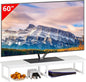 Clikuutory 45" Large TV Riser for 32-60 inch TVs, Tabletop Stand with Steel Legs, Storage & Dual - Screen Office Desk Function, Ideal for Home Office, Bedroom, Living Room, White