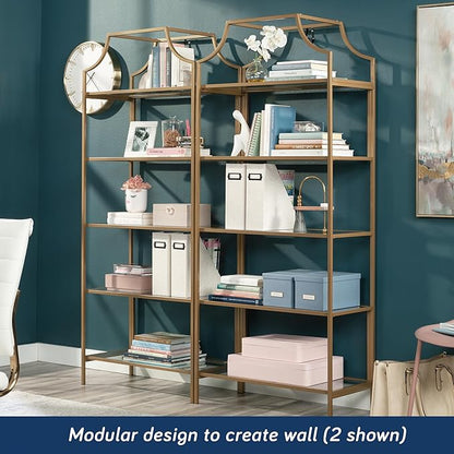 Sauder International Lux Bookcase/ book shelf, Satin Gold finish