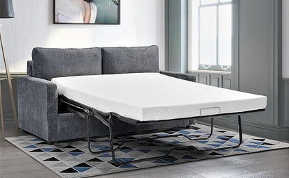 Reversible Sleeper Sofa Bed with Comfortable Memory Foam Mattress, Convertible Corduroy Full Size Pull Out Couch for Living Room, Space Saving Furniture, 70" Wide, Rectangular Arms, Grey