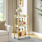 Bar Cart for The Home, 3-Tier Drink Cart on Wheels, Home Bar Serving Cart, Mini Bar Cart for Small Space, Rolling Kichen Carts for Bar, Kitchen, Dining Room, Gold RCJW4001