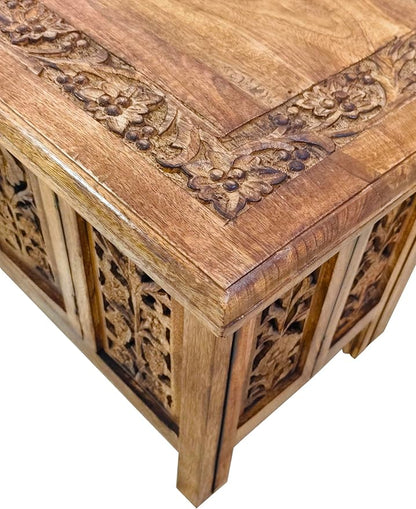 Lightnpro Handmade Wooden Coffee Table - Pre-Assembled Rectangular Foldable Living Room Centre Table with Magazine & Paper Storage, Space-Saving Design - 36 Inch Burnt Antique Finish