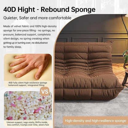 Bean Bag Chairs for Adults, BeanBag Reading Chair Memory Foam Couch 3-Seater, Floor Chair Soft Teddy Material, Comfy Reading Nook Chairs for Bedroom Living Room Office (Coffee)