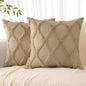 decorUhome Throw Pillow Covers 22x22 Inch Set of 2, Soft Plush Faux Fur Wool Khaki Couch Pillow Covers, Decorative Neutral Pillow Cases for Bed Sofa Living Room Home Decor