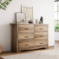LINSY HOME 6 Drawers Dresser for Bedroom, 47" Wide Rustic Wood Dressers & Chests of Drawers, Modern Farmhouse Storage Dresser with Antique Handles for Closet, Living Room, Hallway, Rustic Brown
