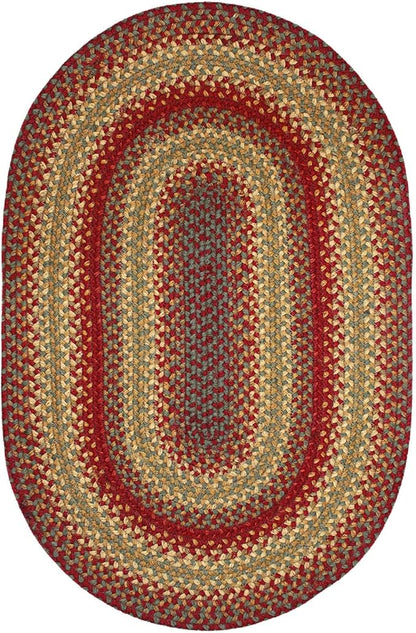 Homespice Cider Barn Cranberry Red Oval Braided Rug, Jute, 6x9' - Perfect Country Rustic Decor for Bedroom, Living Room, Everywhere