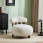 Christopher Knight Home Elvina Boucle Fabric Accent Chair, Solid Wood Single Lounge Sofa, Bedroom Comfy Reading Chair, for Modern Minimalist Style Living Room/Home Office, Milky White+Walnut