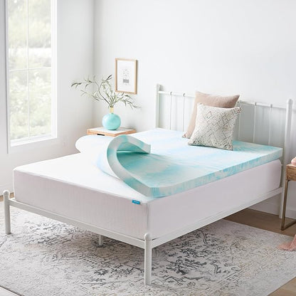 Linenspa 3 Inch Gel Swirl Memory Foam Mattress Topper – Cooling Gel Infused – Pressure Relieving Bed Topper - Mattress Pad – CertiPUR Certified - California King Size