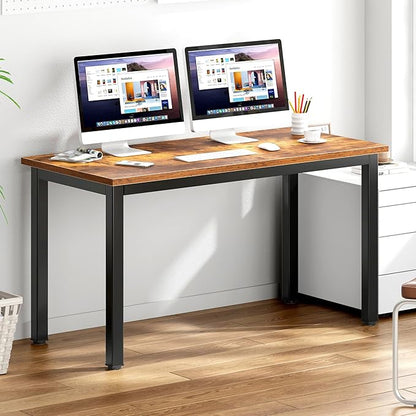 DlandHome Large Computer Desk, Composite Wood Board, Decent and Steady Home Office Desk/Workstation/Table 54.3inch Retro Black