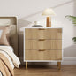 GarveeHome Natural Dresser, Modern 3 Drawer Dresser for Bedroom with Gold Handle and Large Drawer, Wood Double Chest of Drawers and Storage Organizer for Living Room, Hallway, Entryway