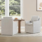 Upholstered Dining Chairs with Casters Easy Assembly Side Deskchair with Rollers for Diningroom, Living Room, Linen, 2 Box