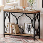 IBF 39.4" Narrow Console Table, Farmhouse Entryway Table in Living Room Hallway Foyer Entrance, Industrial Wood Metal Sofa Table Entry way Behind Couch Tables with 2-Tier Storage Shelves, Rustic Brown