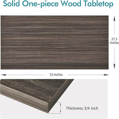 Kaboon Universal Tabletop 55"x27.5", Solid One-Piece Melamine Table Top, Double Desk L-Desk DIY, Home and Office Countertop,Eucalyptus