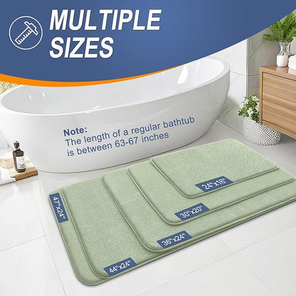 OLANLY Thick Memory Foam Bath Mat Rug 47x24, Extra Soft Absorbent Bathroom Rug, Quick Dry Bath Mats, Non-Slip, Machine Washable Carpet for Bathroom, Tub and Shower, Home Decor Accessories, Sage Green