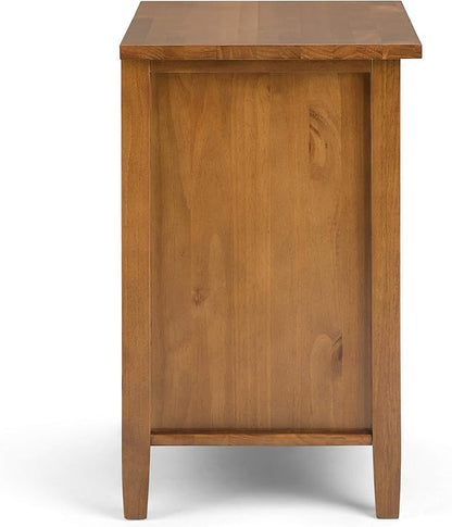 SIMPLIHOME Warm Shaker SOLID WOOD 24 inch Wide Transitional Bedside Nightstand Table in Light Golden Brown for the Living Room and Bedroom