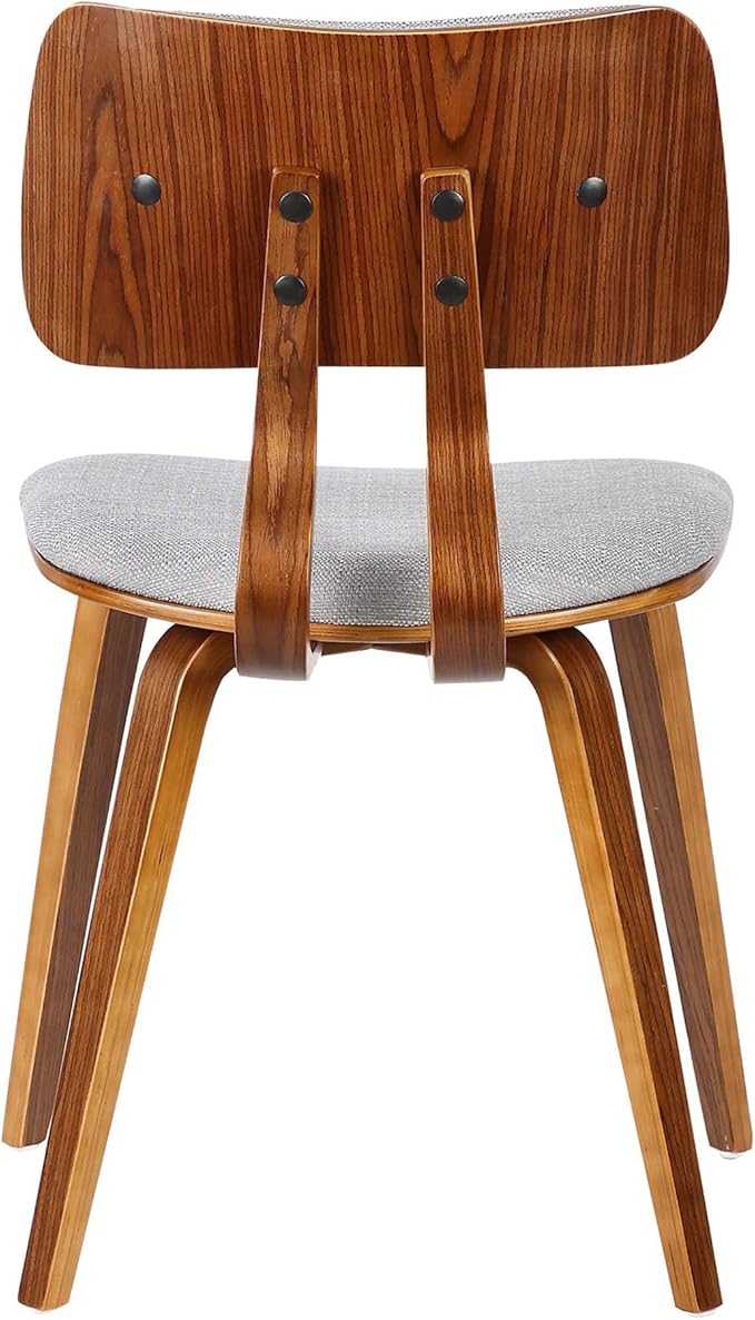 Armen Living Jaguar Mid-Century Dining Chair in Walnut Wood and Gray Fabric - Set of 4
