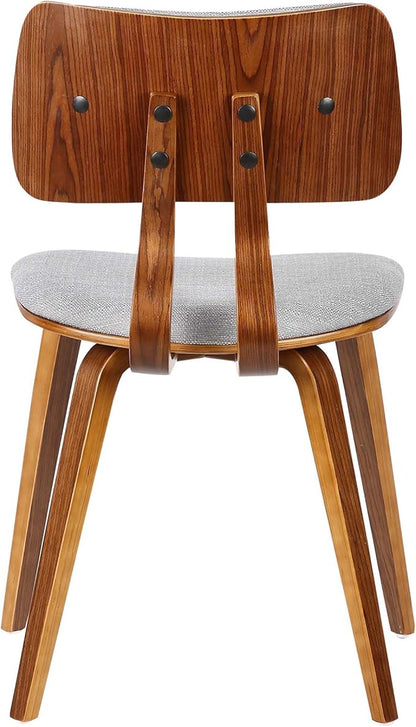 Armen Living Jaguar Mid-Century Dining Chair in Walnut Wood and Gray Fabric - Set of 4