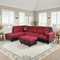 NicBex Sectional Couch 3 Pieces Sofa Set with Right Chaise Flannel PVC L Shaped Cloud Couch for Living Room Furniture Sets with Storage Ottoman, Modular Sofa for Living Room & Apartment, Red+Black