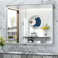 TokeShimi 48x40 Inch Brushed Silver Bathroom Mirror for Wall Metal Rounded Corner Rectangle Mirror Metal Frame Deep Set Design Hangs Horizontal Or Vertical