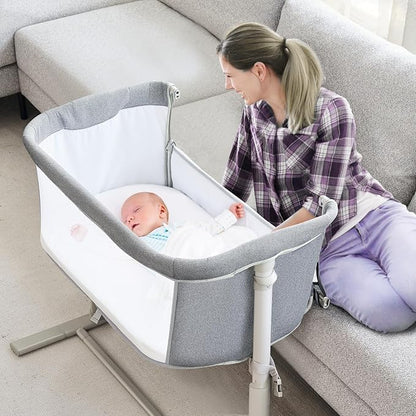 RONBEI Baby Bassinet Bedside Sleeper, Easy to Assemble Bassinets for Baby/Infants, Height Adjustable Bedside Bassinet for Newborn Baby